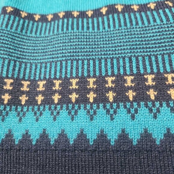 Vintage 80s Icelandic blue wool isle print knit sweater ✦ Holidays sweater ✦ - Picture 10 of 15
